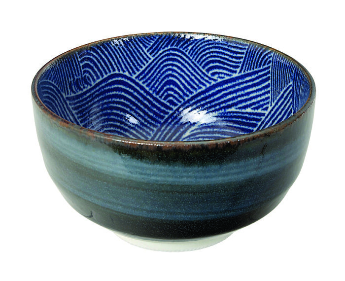 Bol Bleu Foncé / Blanc - Seigaiha - 12,8 x 6,8 cm 475 ml