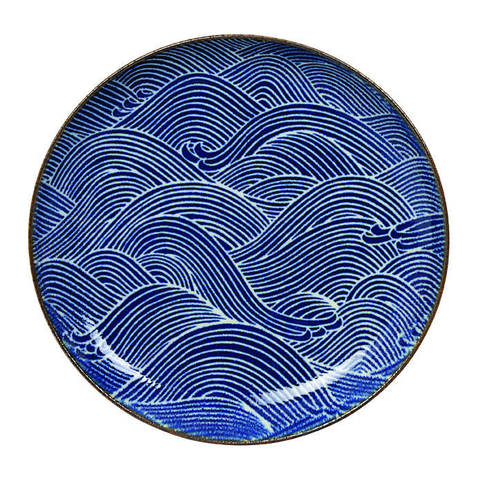 Assiette bleu foncé / blanc - Seigaiha - 15,5 x 2,6 cm