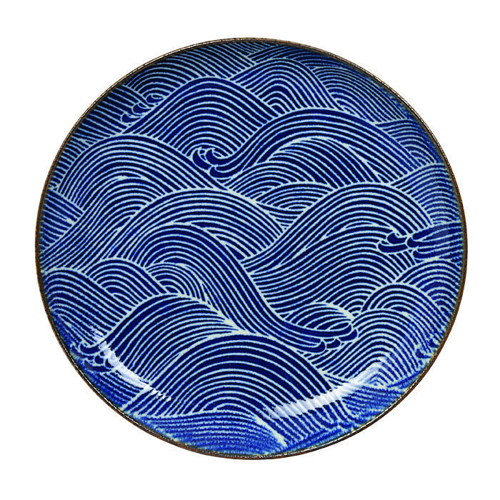 Assiette Bleu Foncé / Blanc - Seigaiha - 25 x 3 cm