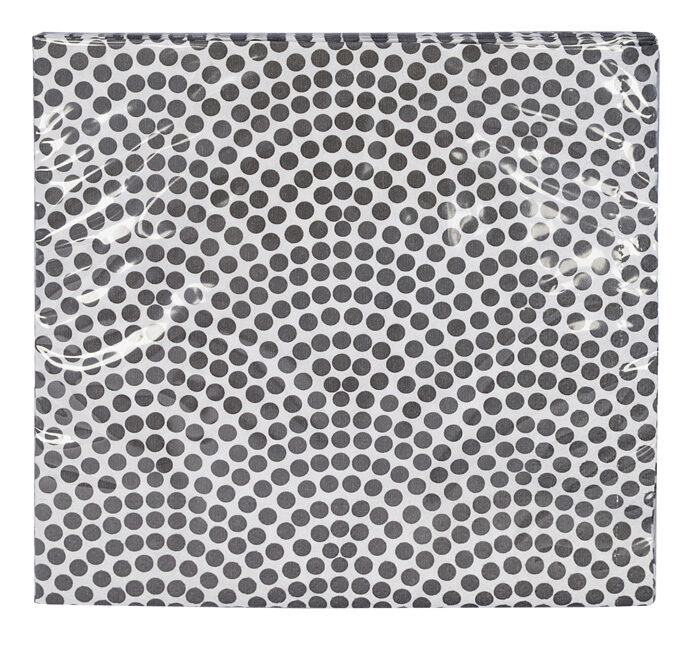 Figurine Noir / Blanc Serviette Pois / Fleurs - Nippon Noir - 20 Pièces - 33 x 33cm