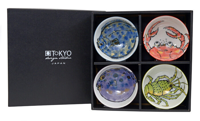 Set de bols - Fruits de mer - Lot de 4 - 11.3 x 6cm 250ml