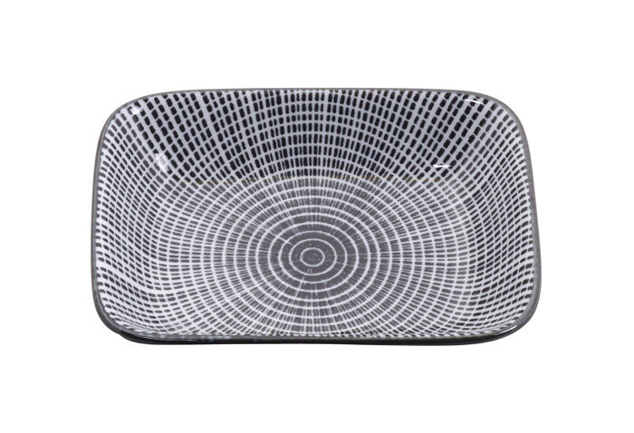 Assiette rectangulaire noire / Blanc - Sendan Tokusa - 9,5 x 7 cm