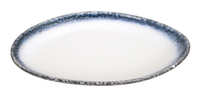 Plat Ovale Gris / Blanc - Tajimi - 26,7 x 19 x 3 cm