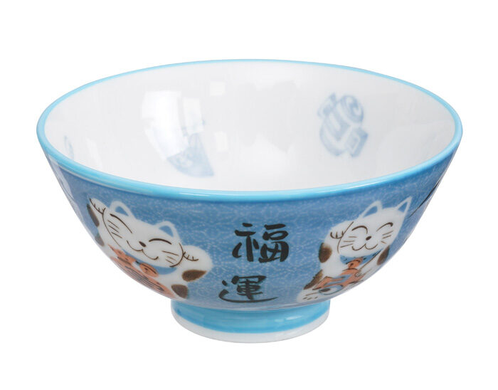 Bol bleu avec figure de chat - Kawai - 11.2 x 6cm 250ml