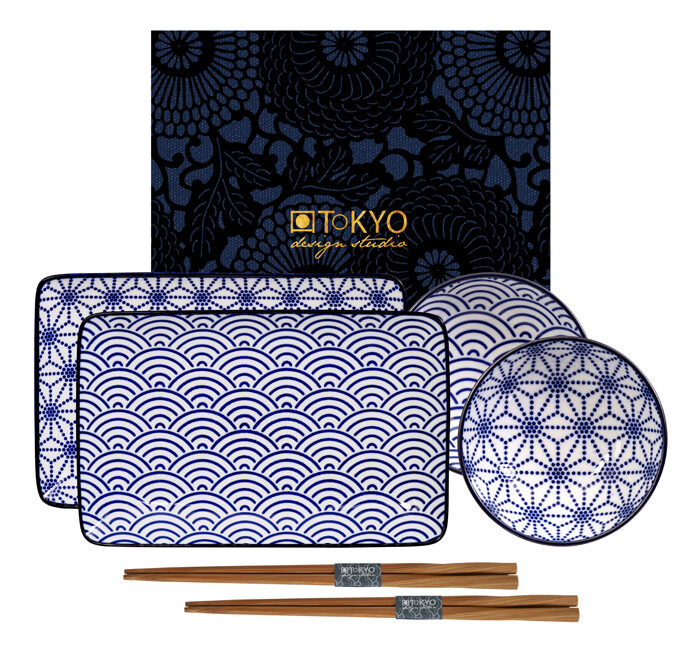 Blue / White Waves / Zodiac Set - Nippon Blue - 21 x 13.5 & 9.5 x 3 cm