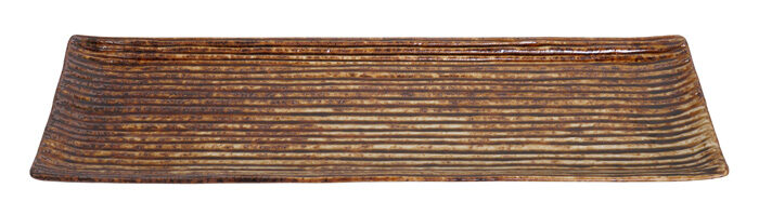 Assiette de service rectangulaire marron - Grandes assiettes - 33,2 x 10,5 cm