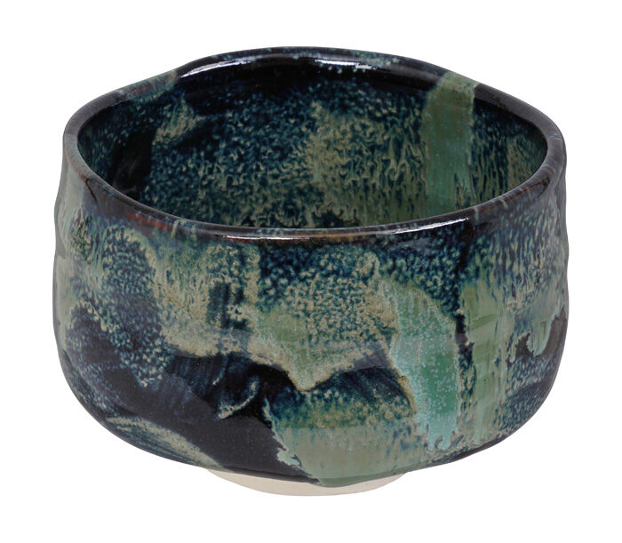Bol fait main noir / vert - 12 x 8,3 cm