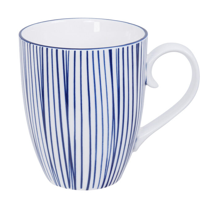 Lignes de tasse bleu / blanc - Bleu Nippon - 8,5 x 10,2 cm 380 ml