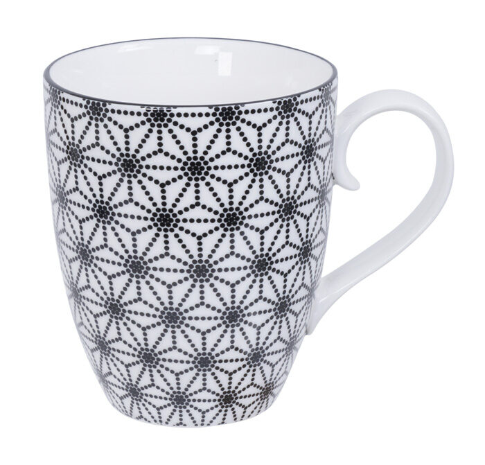 Tasse noire / Blanc étoiles - Nippon Noir - 8,5 x 10,2 cm 380 ml