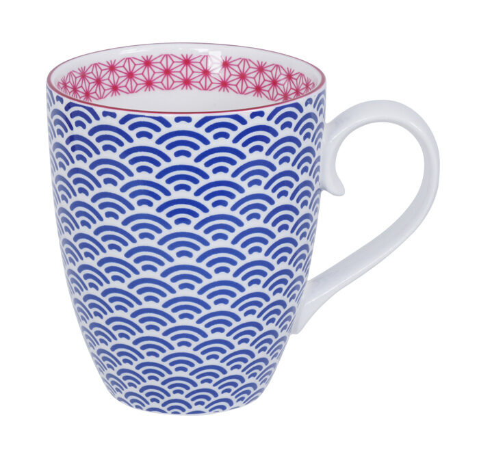 Tasse Bleu / Blanc - Star Wave - 8,5 x 10,2 cm 380 ml