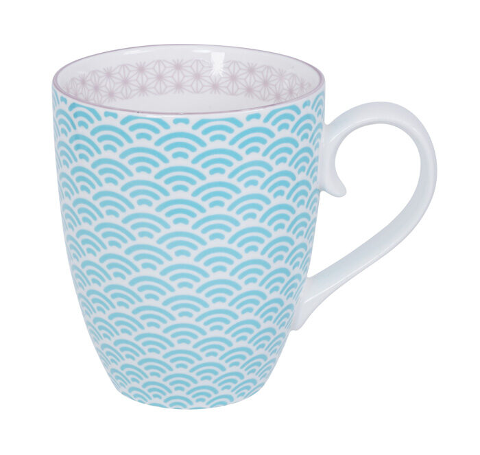 Tasse Bleu Clair / Blanc - Star Wave - 8,5 x 10,2 cm 380 ml
