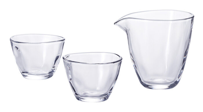 Glass Sakeset - Ensemble de 3 pièces - 9,6 x 8,6 x 9 cm 220 ml et 7 x 5 cm 90 ml