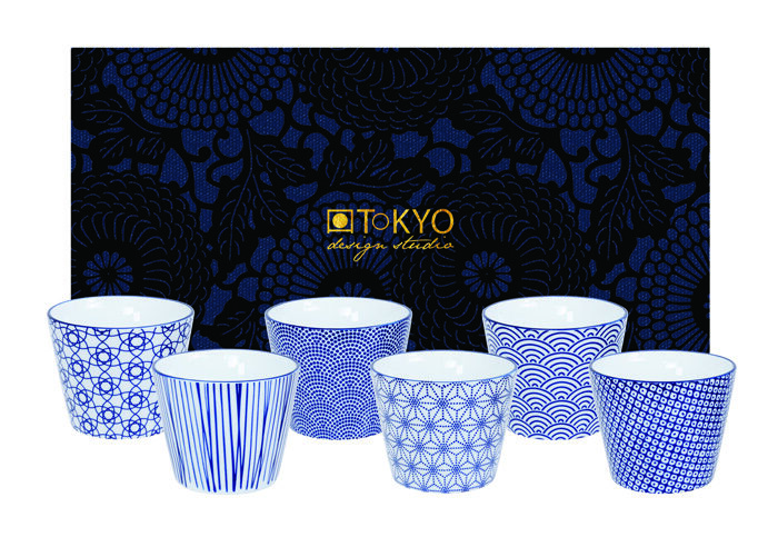 Ensemble de tasse bleu / blanc - Bleu Nippon - Ensemble de 6 - 8,3 x 6,5 cm 180 ml