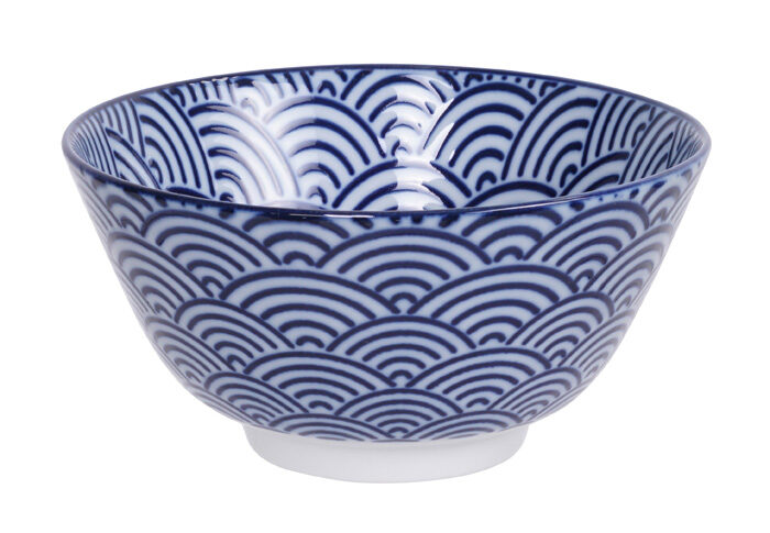 Bol bleu / blanc avec vagues - Bleu Nippon - 12 x 6,4 cm 300 ml