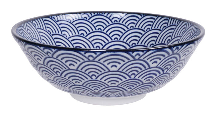 Bol Bleu / Blanc Vagues - Bleu Nippon - 21 x 7.8 cm 1000 ml