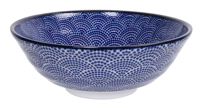 Bol Bleu / Blanc Pois - Nippon Bleu Waves - 21 x 7.8 cm 1000 ml