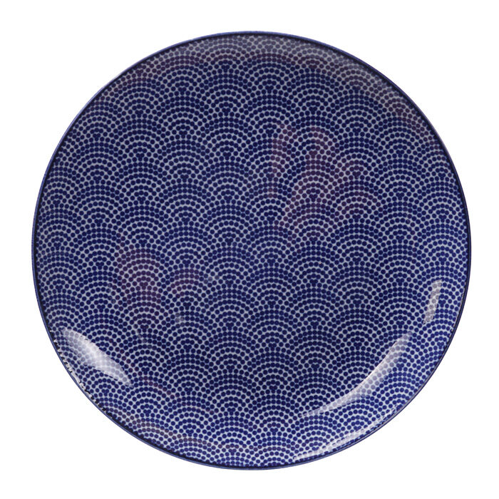 Assiette à pois bleu / blanc - Bleu Nippon - 25,7 x 3 cm