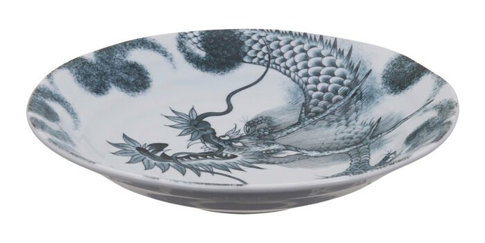 Assiette noire - Dragon - 25,3 x 5,2 cm