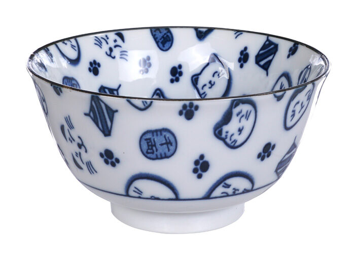 Bol Bleu / Blanc - Chat Chanceux - 12,7 x 6,5 cm 300ml