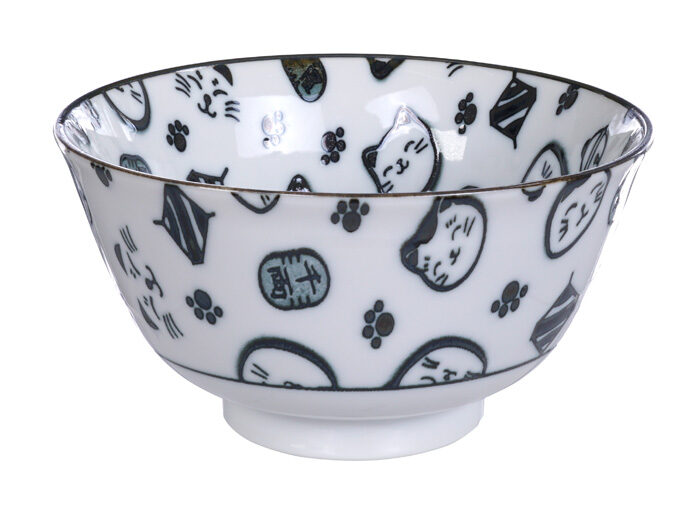 Bol Noir / Blanc - Chat Chanceux - 12,7 x 6,5 cm 300ml