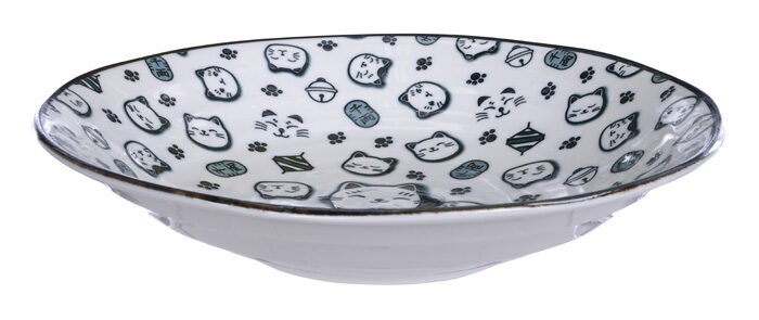 Assiette noire / Blanc - Lucky Cat - 25,3 x 5 cm