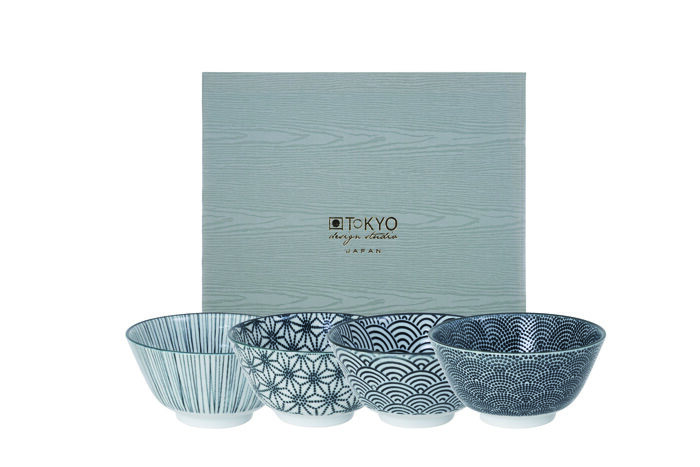 Set Bol Noir / Blanc - Nippon Noir - Set de 4 - 12 x 6.4cm 300ml