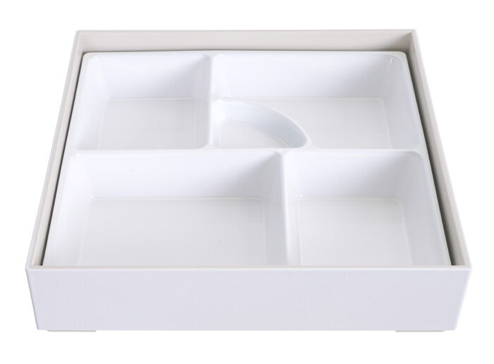 Boîte à bento Blanc - laquée - 25,5 x 25,5 cm