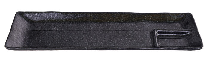 Assiette de service rectangulaire noire - Grandes assiettes - 33,2 x 10,5 cm