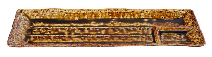 Assiette de service rectangulaire marron - Grandes assiettes - 33,2 x 10,5 cm