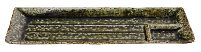 Plat rectangulaire vert - Grandes assiettes - 33,2 x 10,5 cm