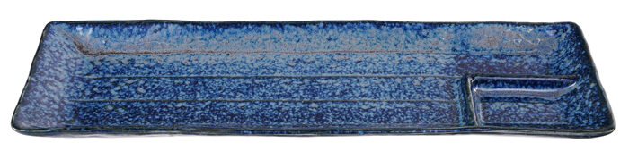 Assiette de service rectangulaire Bleu - Grandes assiettes - 33,2 x 10,5 cm