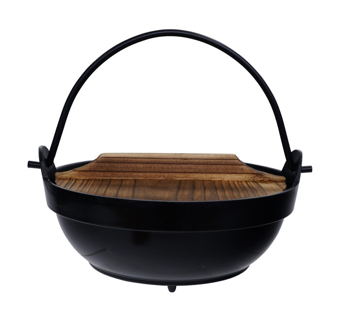 Hub pot noir avec couvercle en bois - 16cm