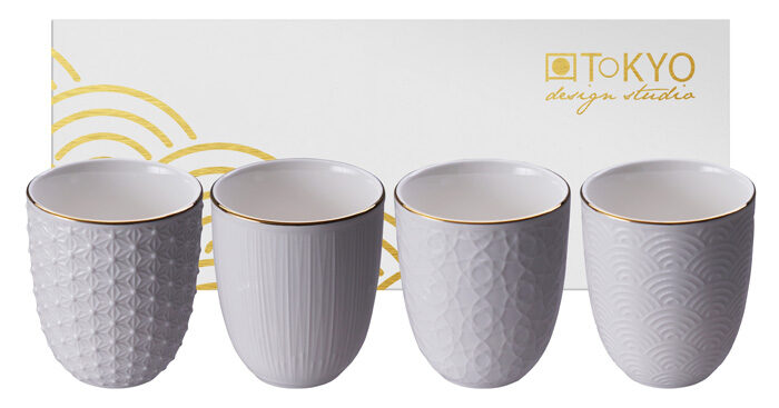 Ensemble de tasse Blanc / dorée - Nippon Blanc - Ensemble de 4 - 7 x 7 cm 200 ml