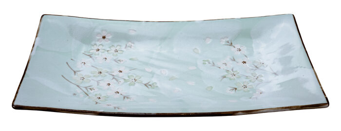 Assiette rectangulaire vert menthe - Cosmos vert - 35 x 19 cm