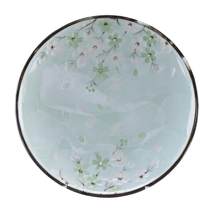 Assiette verte menthe - Cosmos vert - 22,5 x 3 cm