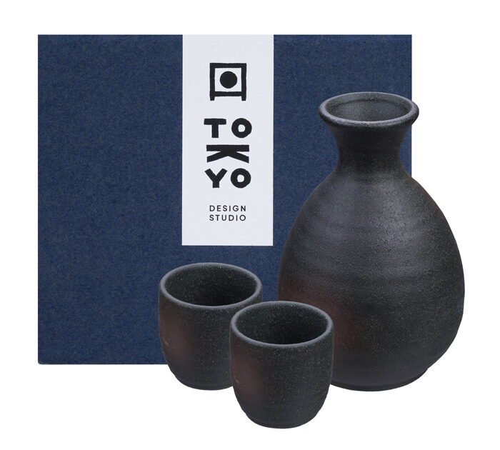 Set de saké noir mat - Set de 3 pièces
