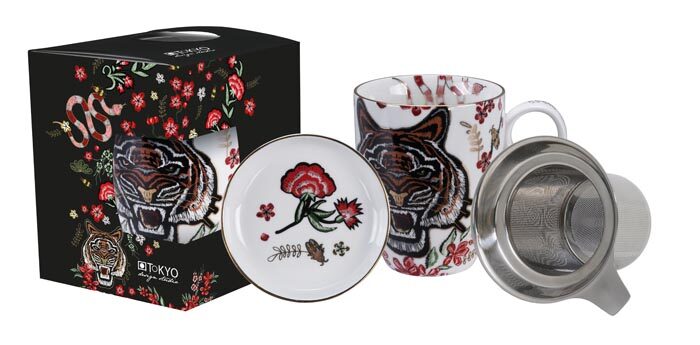Tasse Blanc avec silhouette de tigre et tamis - Magic Tiger - 350 ml