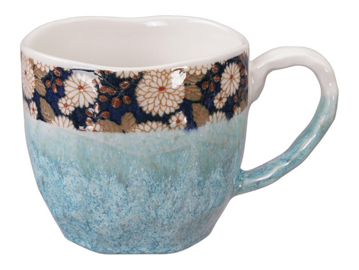 Tasse bleu / blanc fait main - 8,7 x 8 cm 300 ml