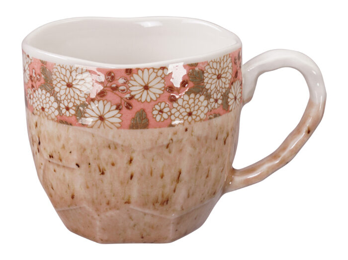 Tasse fait main rose / blanc - 8,7 x 8 cm 300 ml