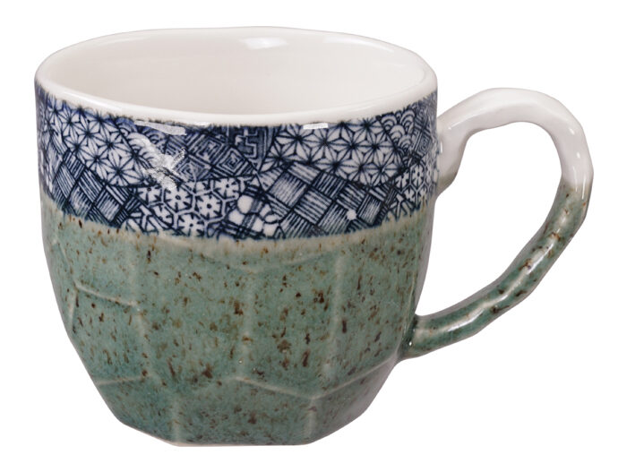 Tasse à la main vert / blanc - 8,7 x 8 cm 300 ml