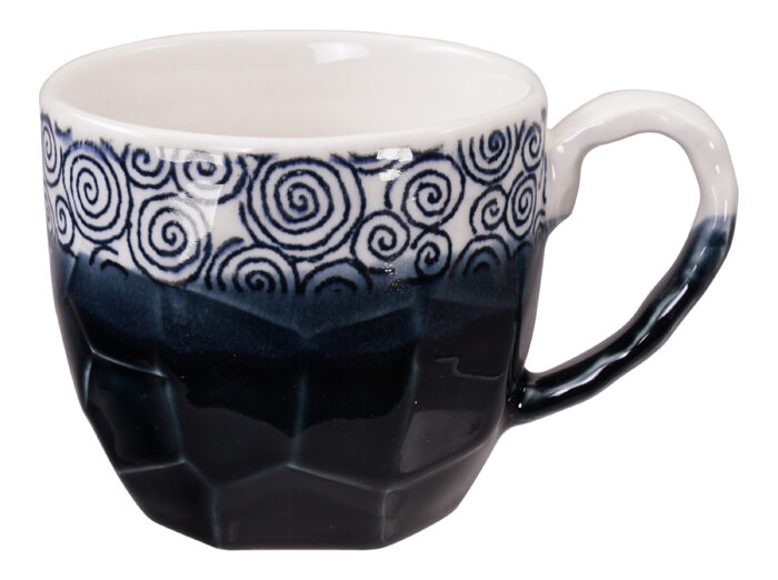 Tasse bleu / blanc fait à la main - 8,7 x 8 cm 300 ml