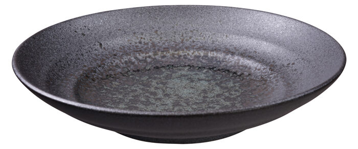 Assiette noire - Minoyaki - 28,5 x 6 cm