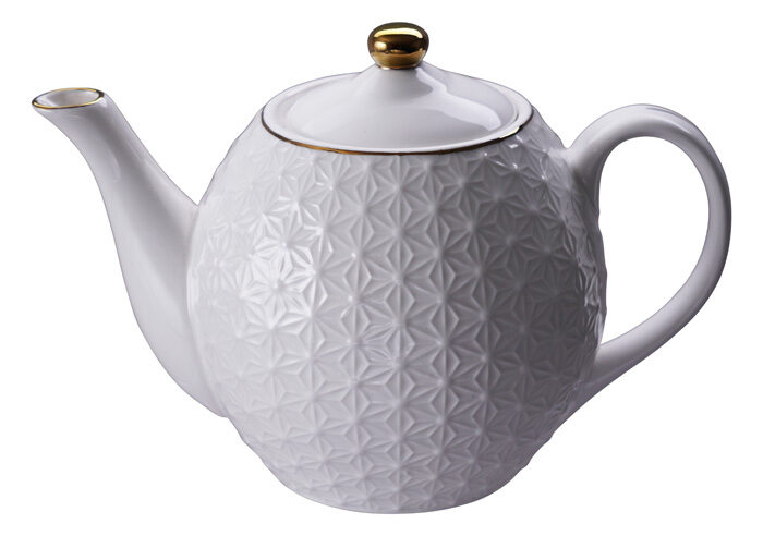 Étoile de théière Blanc / dorée - Blanc nippon - 19 x 12,5 cm 600 ml