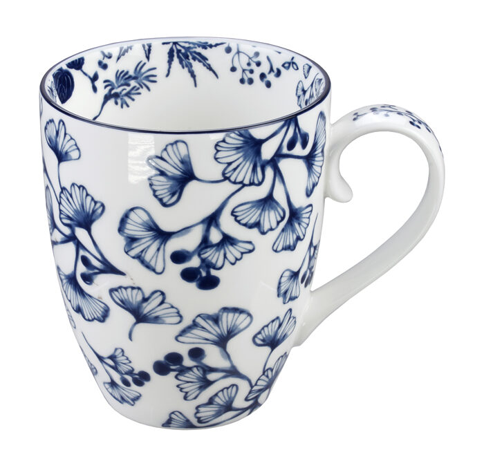 Blau / Weißer Becher Ginko - Flore Japonica - 8,5 x 10,2 cm 380 ml