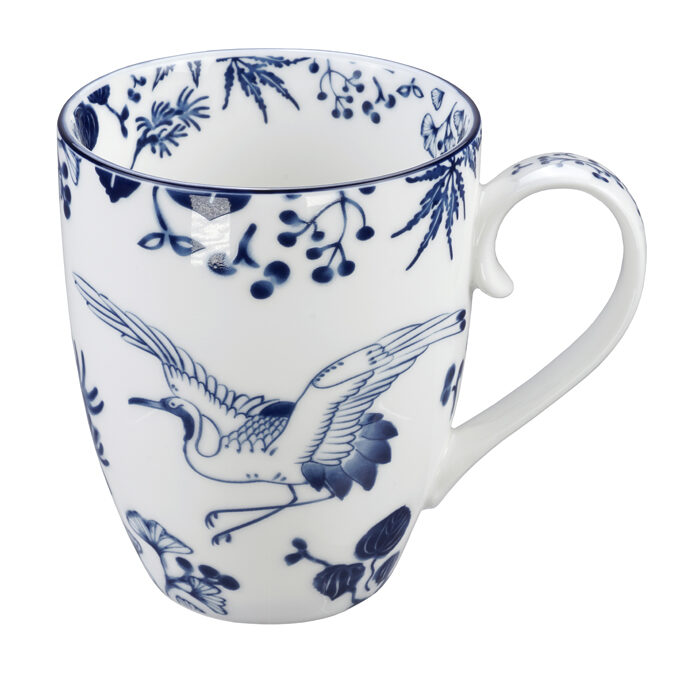 Grue Tasse Bleu / Blanc - Flora Japonica - 8,5 x 10,2 cm 380ml
