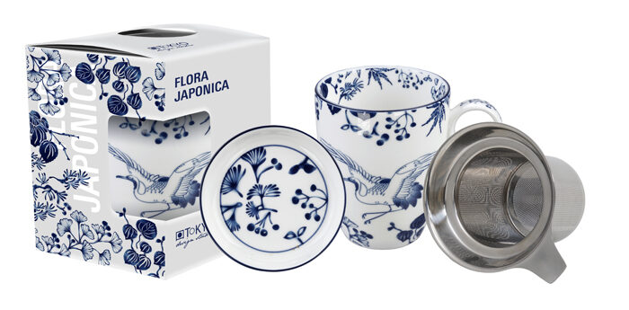 Grue Tasse Bleu / Blanc - Flora Japonica - 8,5 x 10,2 cm 380 ml