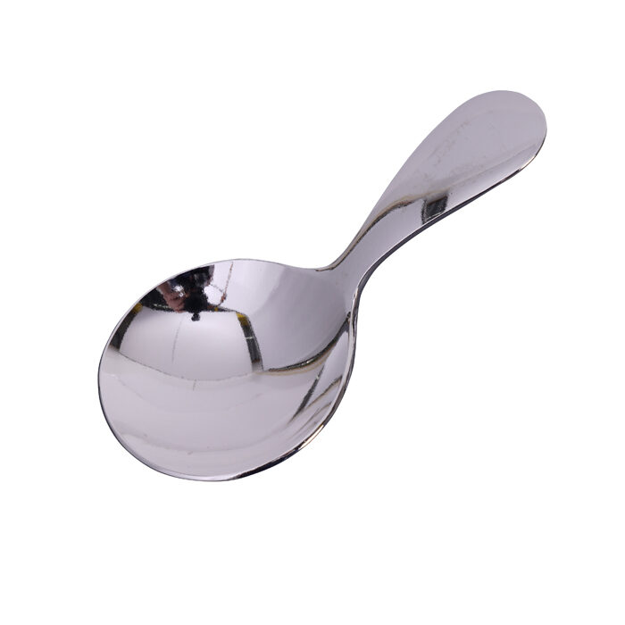 Cuillère en argent pour boîte à thé ronde - 4 x 8,5 cm
