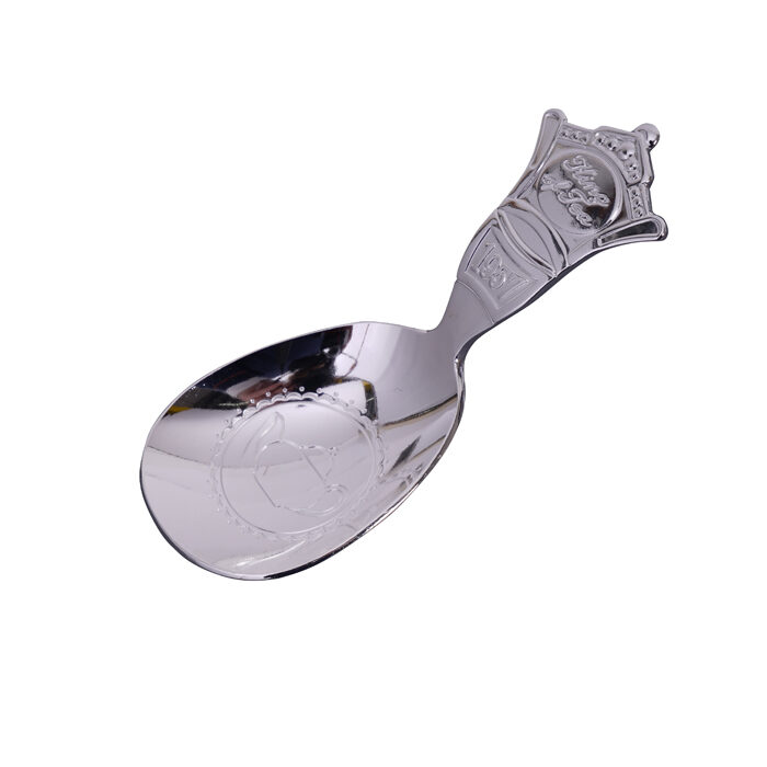 Cuillère en argent pour boîte à thé King - 3,6 x 9 cm