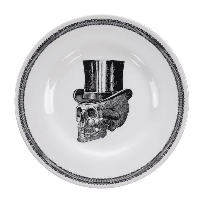 Assiette noire / Blanc - Skull Design - 21 x 2 cm