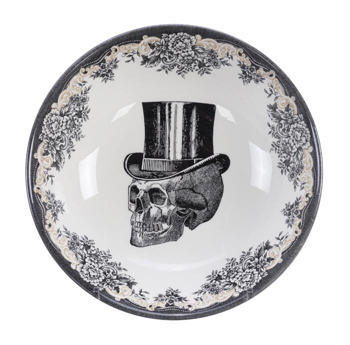 Bol Noir / Blanc - Skull Design - 19 x 5 cm 700 ml